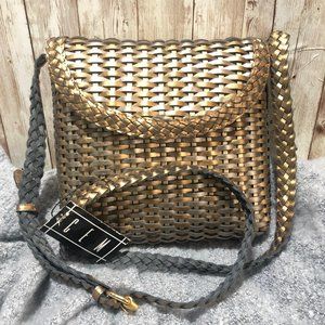 CEM Metallic Leather Woven Crossbody Bag